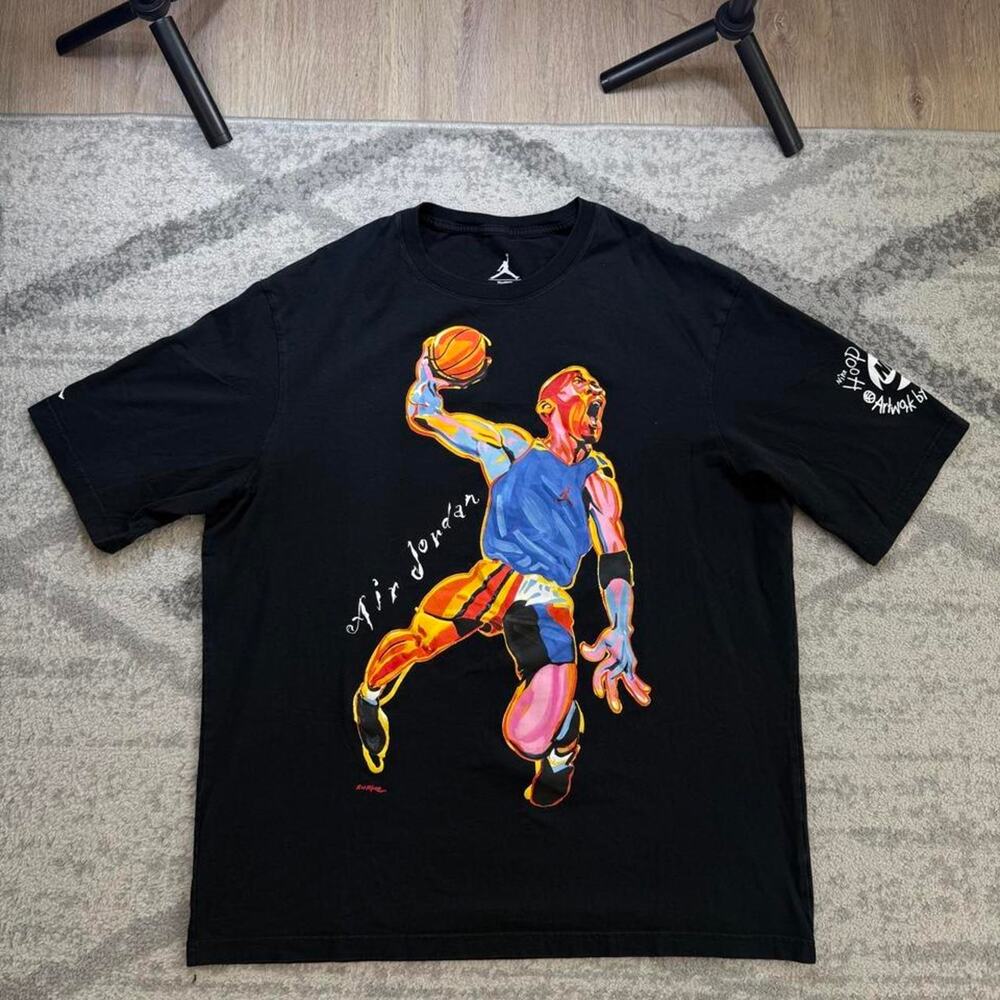 Nike Air Jordan T-Shirt Men Size XL Hoop Heroes Artwork Philip Burke Crew Neck